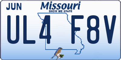 MO license plate UL4F8V