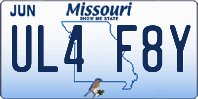 MO license plate UL4F8Y