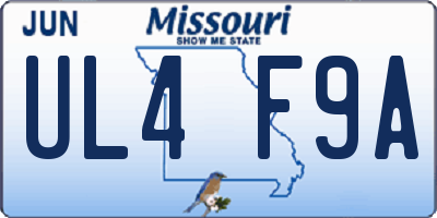 MO license plate UL4F9A