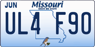 MO license plate UL4F9O