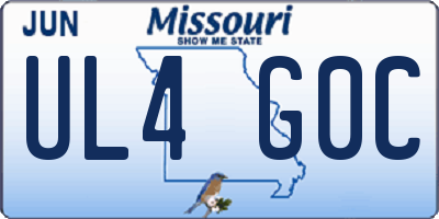 MO license plate UL4G0C
