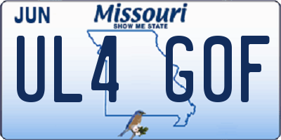MO license plate UL4G0F