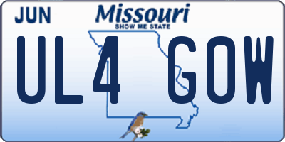 MO license plate UL4G0W