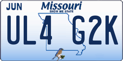 MO license plate UL4G2K