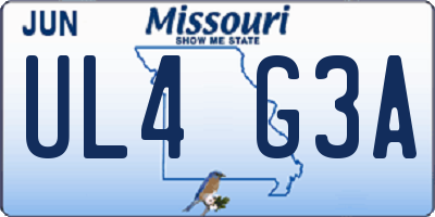 MO license plate UL4G3A