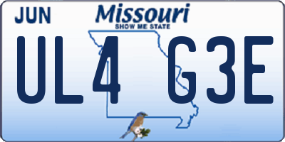 MO license plate UL4G3E