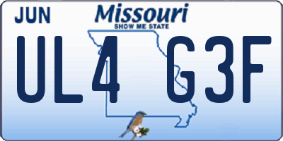 MO license plate UL4G3F