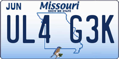 MO license plate UL4G3K