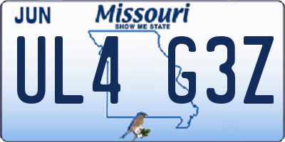 MO license plate UL4G3Z