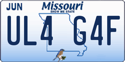 MO license plate UL4G4F