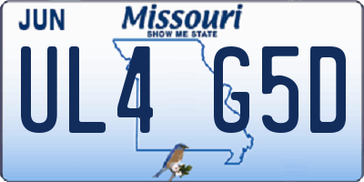 MO license plate UL4G5D