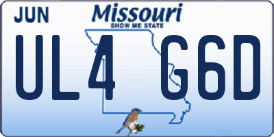 MO license plate UL4G6D