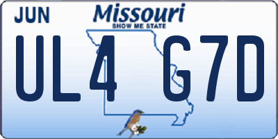 MO license plate UL4G7D