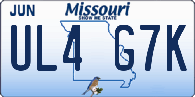 MO license plate UL4G7K