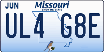 MO license plate UL4G8E