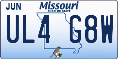 MO license plate UL4G8W