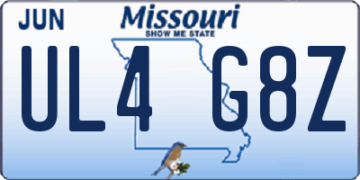 MO license plate UL4G8Z