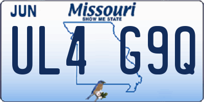 MO license plate UL4G9Q