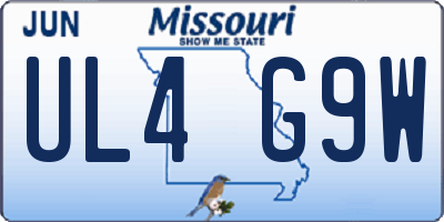 MO license plate UL4G9W