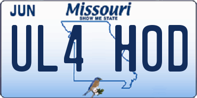 MO license plate UL4H0D