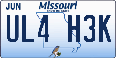 MO license plate UL4H3K