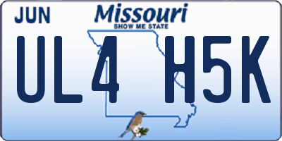 MO license plate UL4H5K