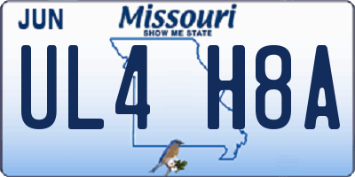 MO license plate UL4H8A