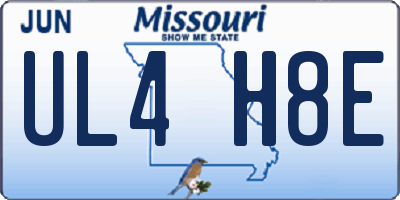 MO license plate UL4H8E