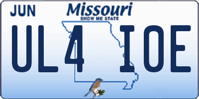 MO license plate UL4I0E