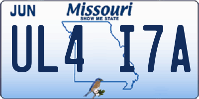 MO license plate UL4I7A