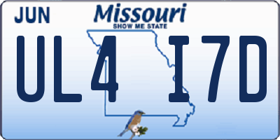 MO license plate UL4I7D