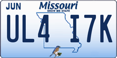 MO license plate UL4I7K