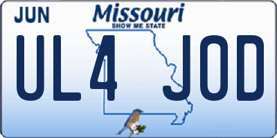 MO license plate UL4J0D