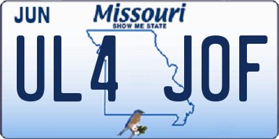 MO license plate UL4J0F