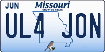 MO license plate UL4J0N