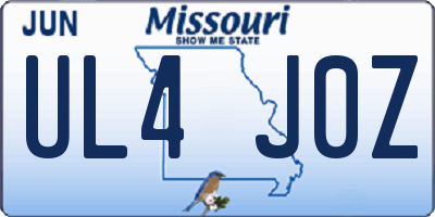 MO license plate UL4J0Z