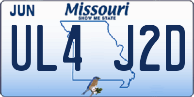 MO license plate UL4J2D