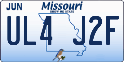 MO license plate UL4J2F