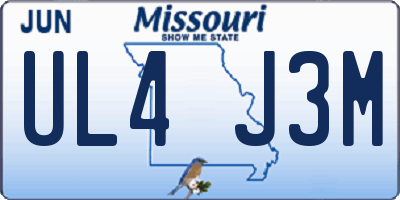 MO license plate UL4J3M