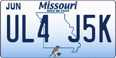 MO license plate UL4J5K
