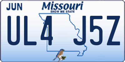 MO license plate UL4J5Z