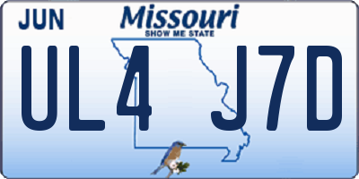 MO license plate UL4J7D