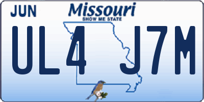 MO license plate UL4J7M