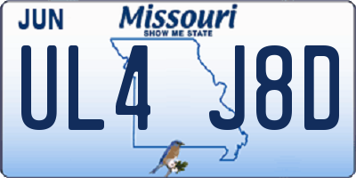 MO license plate UL4J8D