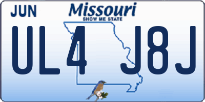 MO license plate UL4J8J