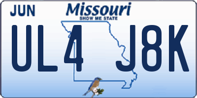 MO license plate UL4J8K