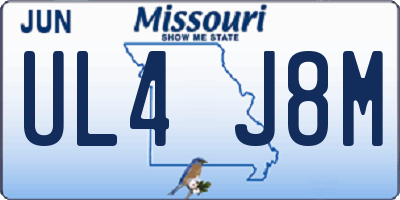 MO license plate UL4J8M