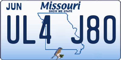 MO license plate UL4J8O