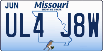 MO license plate UL4J8W