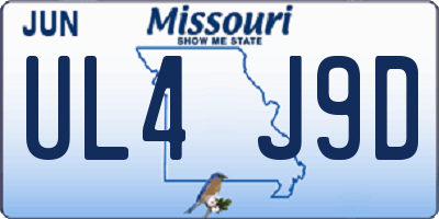MO license plate UL4J9D